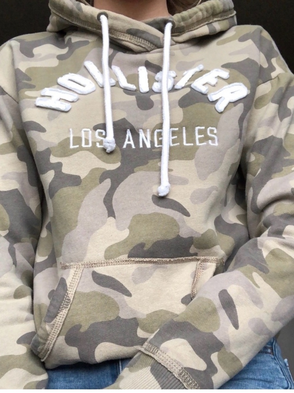 Hollister Camo Fleece Lined Hoodie Grungecore Size Small